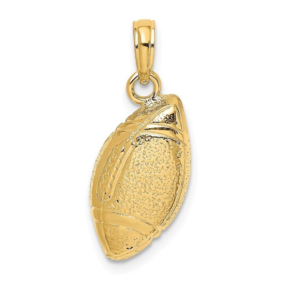 14k Yellow Gold Sports Theme Unisex Football Charm Pendant